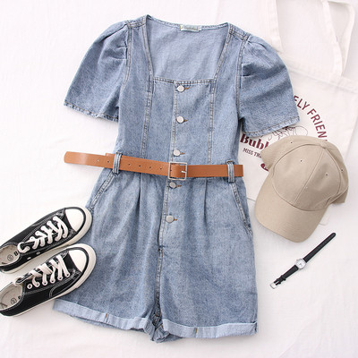 Jauns sieviešu džinsa kombinezona modelis ar kvadrātveida kakla izgriezumu