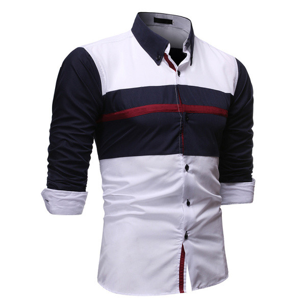 Elegants vīriešu krekls ar klasisku apkakli un rakstu