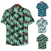 Καλοκαιρινό  ανδρικό πουκάμισο με λουλουδάτο μοτίβο και κοντά μανίκια