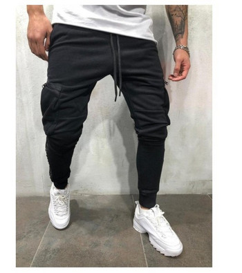 Модерни мъжки панталони със странични джобове и кант 