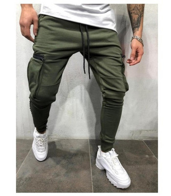 Модерни мъжки панталони със странични джобове и кант 