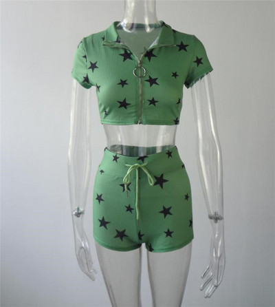 Sieviešu sporta-gadījuma komplekts ar īsiem legingiem