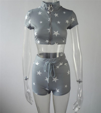 Sieviešu sporta-gadījuma komplekts ar īsiem legingiem