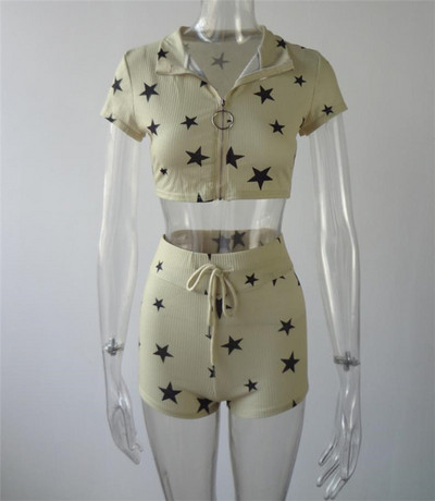 Sieviešu sporta-gadījuma komplekts ar īsiem legingiem