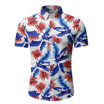 Klassikalise krae ja lillemustriga vabaaja meeste särk