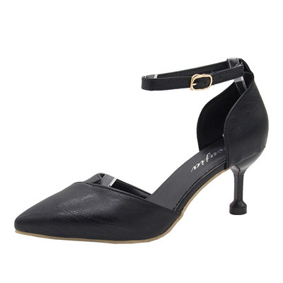 Sieviešu modernas sandales ar plānu papēdi - smails modelis