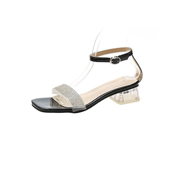 Sieviešu sandales ar akmeņiem un biezu papēdi vairākās krāsās