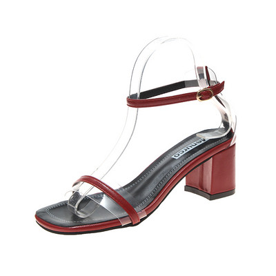 Sieviešu sandales ar biezu papēdi no eko ādas vairākās krāsās