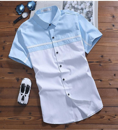 Moderns vīriešu krekls ar klasisku apkakli un īsām piedurknēm