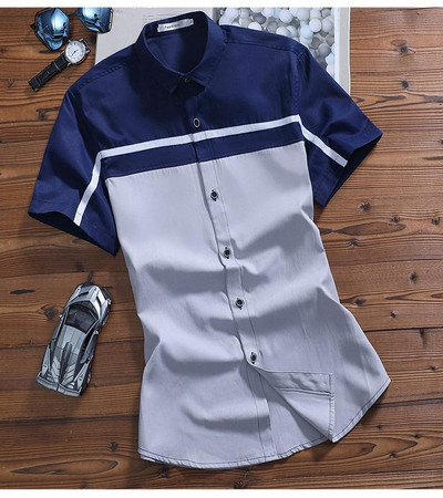 Moderns vīriešu krekls ar klasisku apkakli un īsām piedurknēm