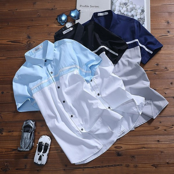 Moderns vīriešu krekls ar klasisku apkakli un īsām piedurknēm