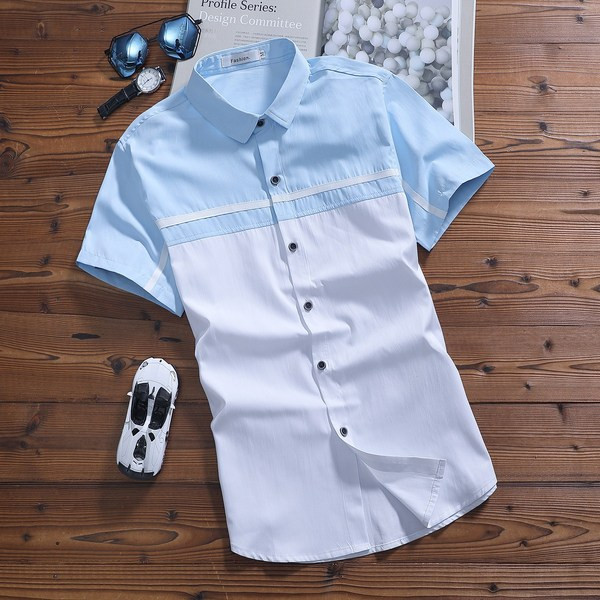 Moderns vīriešu krekls ar klasisku apkakli un īsām piedurknēm