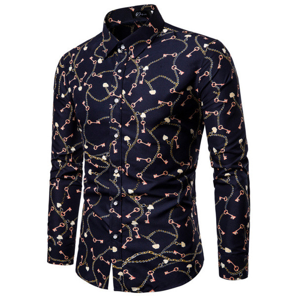 Stílusos férfi ing klasszikus gallérral és hosszú ujjú kék színben