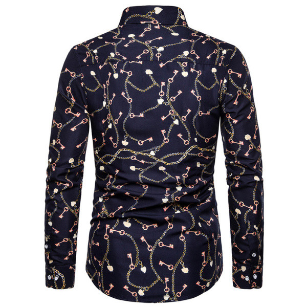 Stílusos férfi ing klasszikus gallérral és hosszú ujjú kék színben