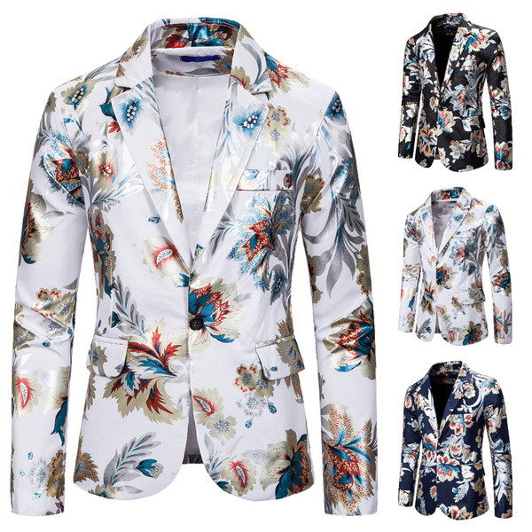 Moderna muška jakna sa cvjetnim uzorkom i dugim rukavima