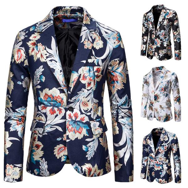 Moderna muška jakna sa cvjetnim uzorkom i dugim rukavima
