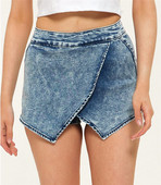 Džinsa asimetriskas svārku bikses zilā krāsā