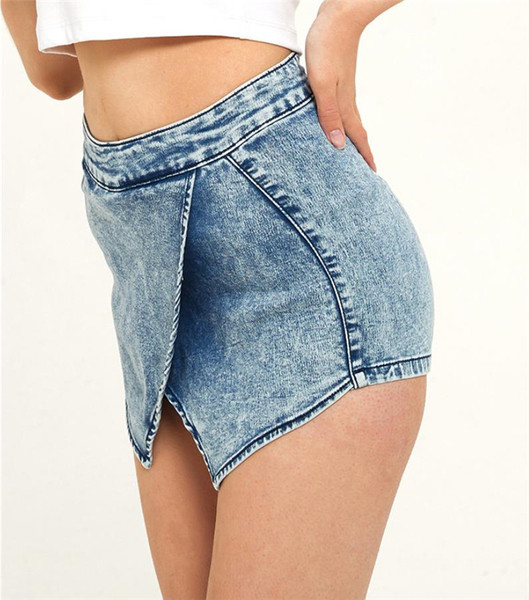 Džinsa asimetriskas svārku bikses zilā krāsā