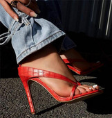 Modernas augstas mākslīgās ādas sandales