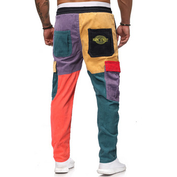 Μοντέρνα ανδρικά παντελόνια με πολύχρωμο μοτίβο και κορδόνια