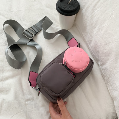 Ikdienas sieviešu tekstila soma ar kabatām un garu rokturi