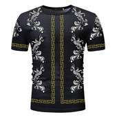 Moderns vīriešu t-krekls ar aplikāciju un krāsu rakstu