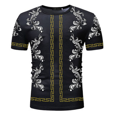 Moderns vīriešu t-krekls ar aplikāciju un krāsu rakstu