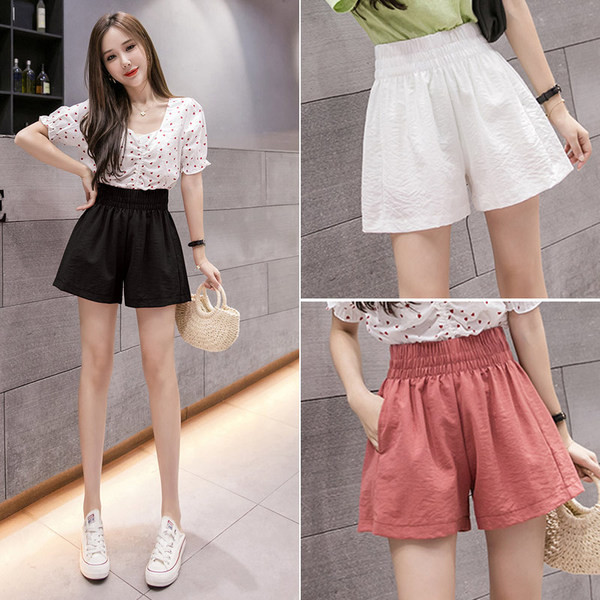 Ikdienas sieviešu šorti ar gumiju un kabatām