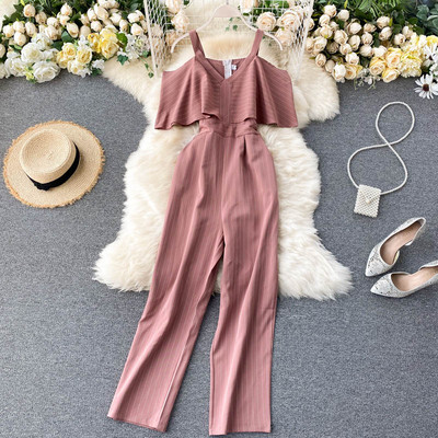 Női hosszú overall vékony pántokkal, több színben