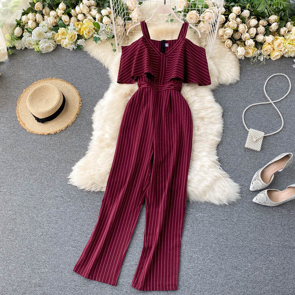 Női hosszú overall vékony pántokkal, több színben