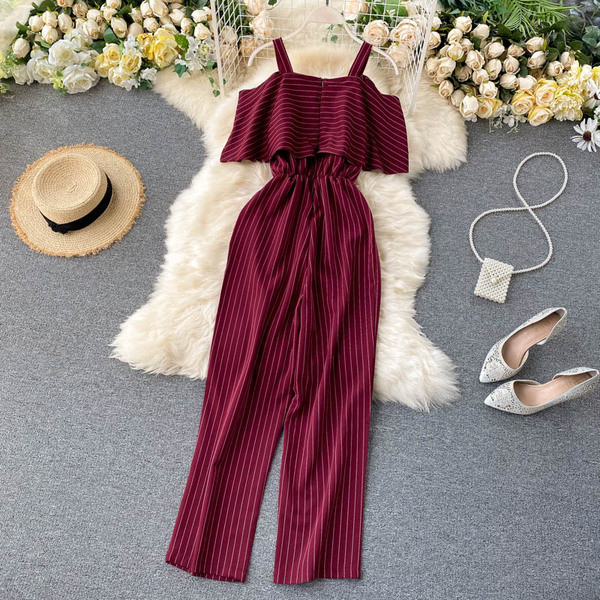 Női hosszú overall vékony pántokkal, több színben