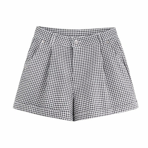 Sieviešu rūtaini šorti ar kabatām