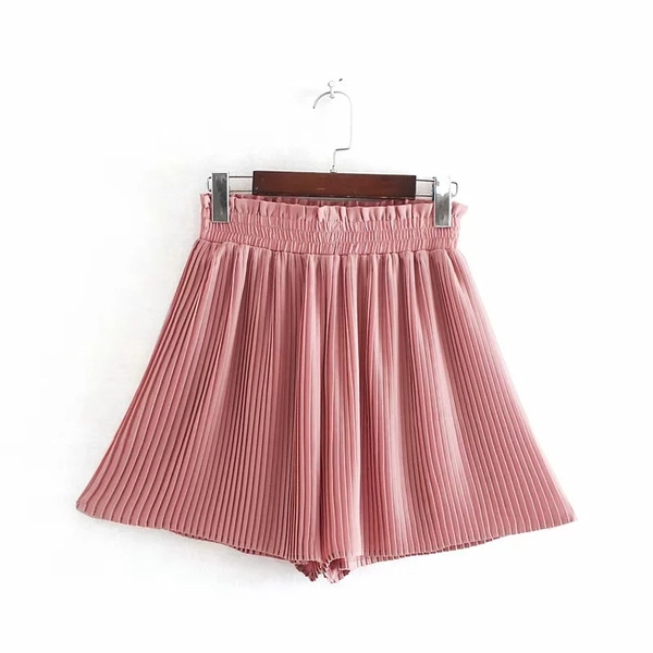 Női rövidnadrág magas derékkal - redőzött modell