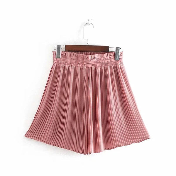 Női rövidnadrág magas derékkal - redőzött modell