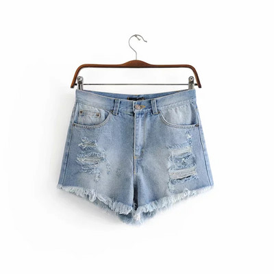 Sieviešu džinsa šorti ar saplēstiem elementiem