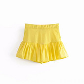 Modernas sieviešu bikses ar augstu vidukli dzeltenā krāsā