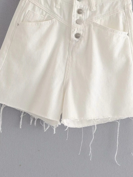 Mūsdienīgi sieviešu šorti - ar augstu vidukli un pogām