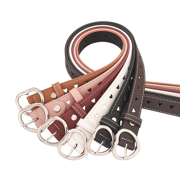 Sieviešu ādas josta ar metāla sirdi