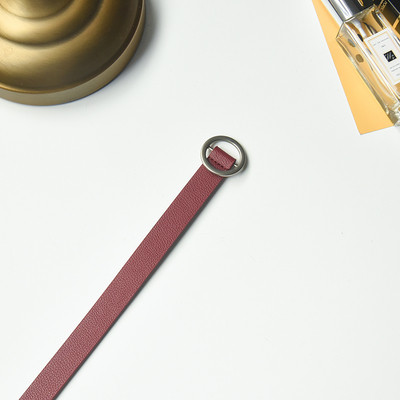 Modern női ökobőr öv fém gyűrűvel