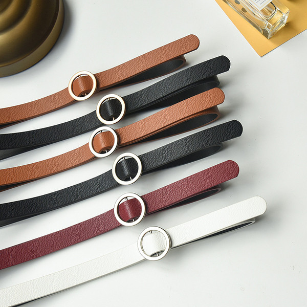 Modern női ökobőr öv fém gyűrűvel