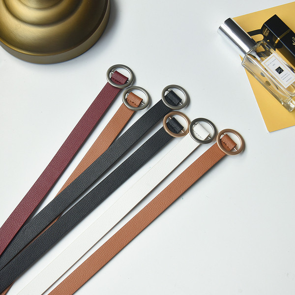 Modern női ökobőr öv fém gyűrűvel
