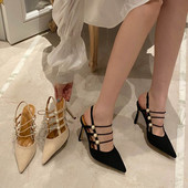 Sieviešu zamšādas sandales smails raksts ar pērļu rotājumu