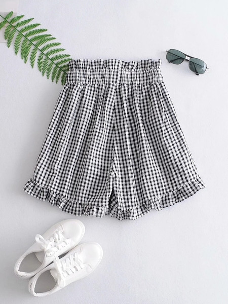 Naiste kõrge vöökohaga ruudulised püksid – lai mudel