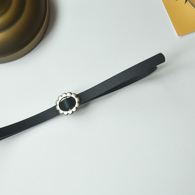 Moderna sieviešu eko ādas josta ar metāla elementu - divi modeļi