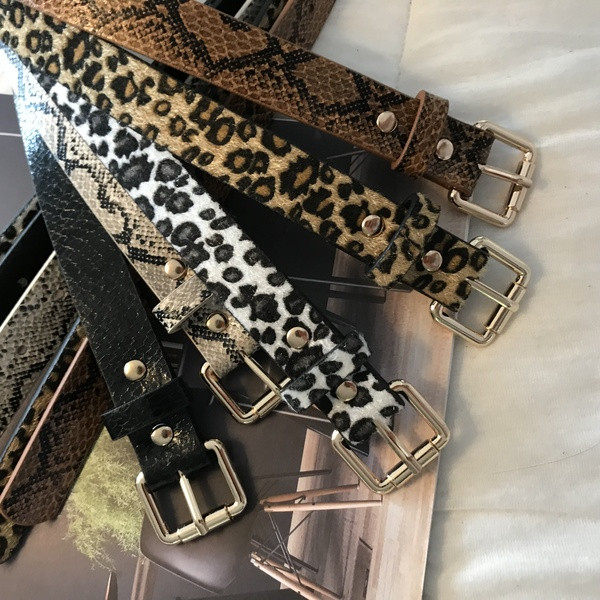 Ādas jostas vienkrāsains modelis vai ar dzīvnieku rakstu