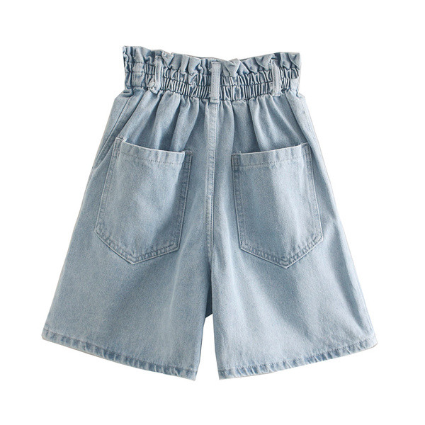 Sieviešu džinsa bikses - ar augstu vidukli un kabatām