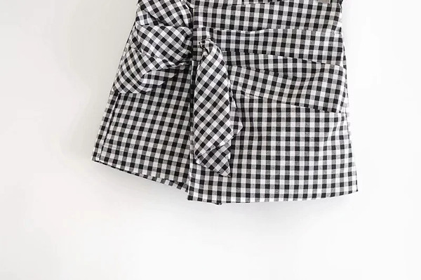 Sieviešu rūtaini svārki-bikses ar transfēru