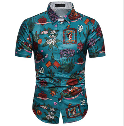 Ikdienas krekls ar īsām piedurknēm un krāsainu rakstu