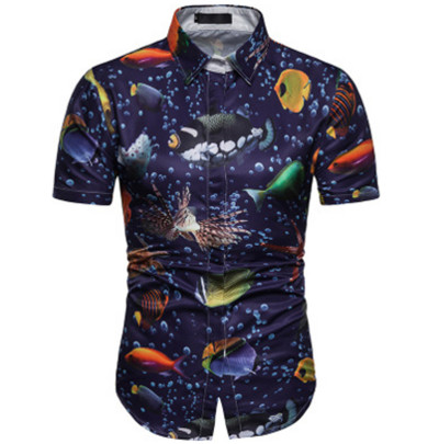 Ikdienas krekls ar īsām piedurknēm un krāsainu rakstu