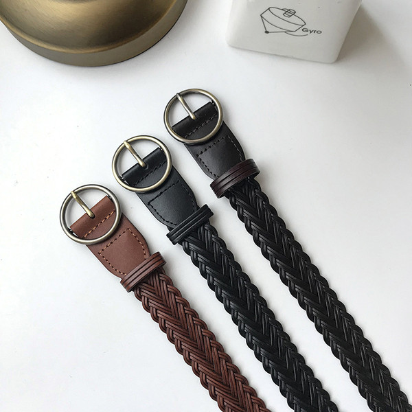 Kožni pleteni remen s metalnim prstenom